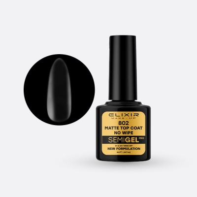 Elixir Semi Gel Ημιμόνιμο Βερνίκι 8ml – #802 (MATTE TOP COAT - NO WIPE)