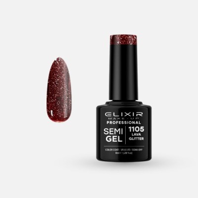 Elixir Semi Gel Ημιμόνιμο Βερνίκι 8ml – #1105 (LAVA GLITTER)