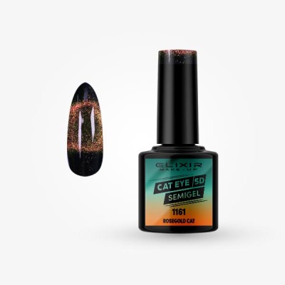 Elixir Semi Gel Ημιμόνιμο Βερνίκι CAT EYE 5D 8ml – #1161 (ROSEGOALD CAT)