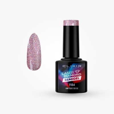 Elixir Semi Gel Ημιμόνιμο Βερνίκι LASER DIAMOND 8ml – #1184 (ANTIQUE BEIGE)