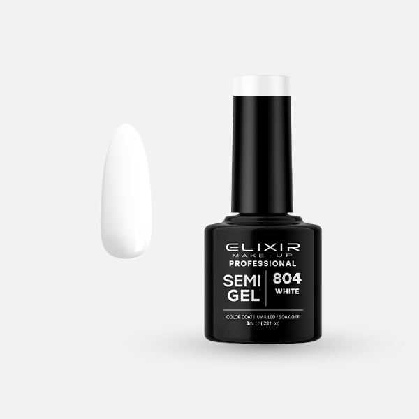 Elixir Semi Gel Ημιμόνιμο Βερνίκι 8ml – #804 (WHITE)