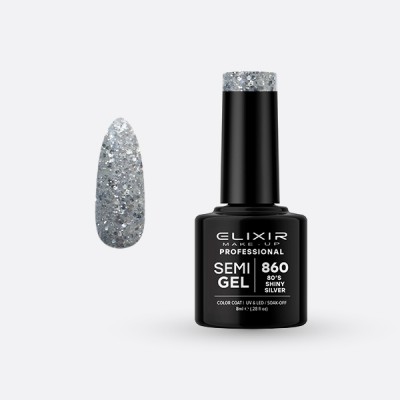 Elixir Semi Gel Ημιμόνιμο Βερνίκι 8ml – #860 (80'S SHINY SILVER)