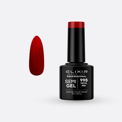 Elixir Semi Gel Ημιμόνιμο Βερνίκι 8ml – #995 (METAL RED)