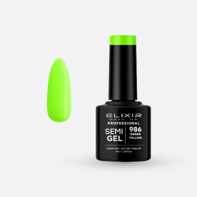Elixir Semi Gel Ημιμόνιμο Βερνίκι 8ml – #986 (GREEN YELLOW)