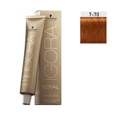 Schwarzkopf Igora Royal Absolutes 60ml #7-70 (Ξανθό Μεσαίο Χάλκινο Φυσικό)
