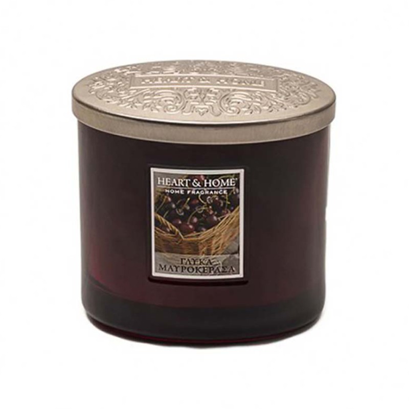 Heart and Home Άρωματικό Κερί με Διπλό Φυτίλι 40h 230gr #Γλυκά Μαυροκέρασα