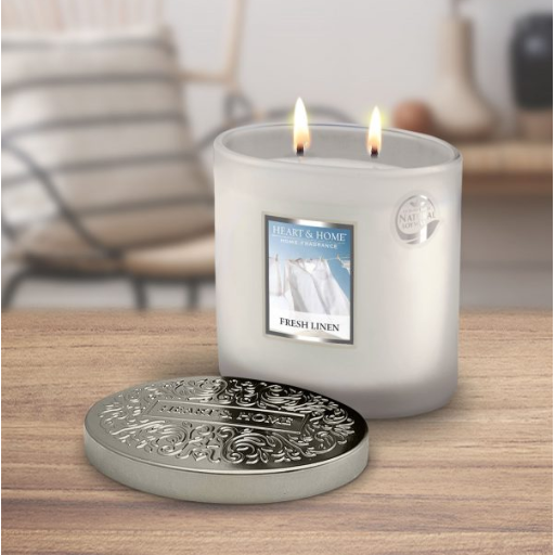 Heart and Home Άρωματικό Κερί με Διπλό Φυτίλι 40h 230gr #Δροσερό Λινό