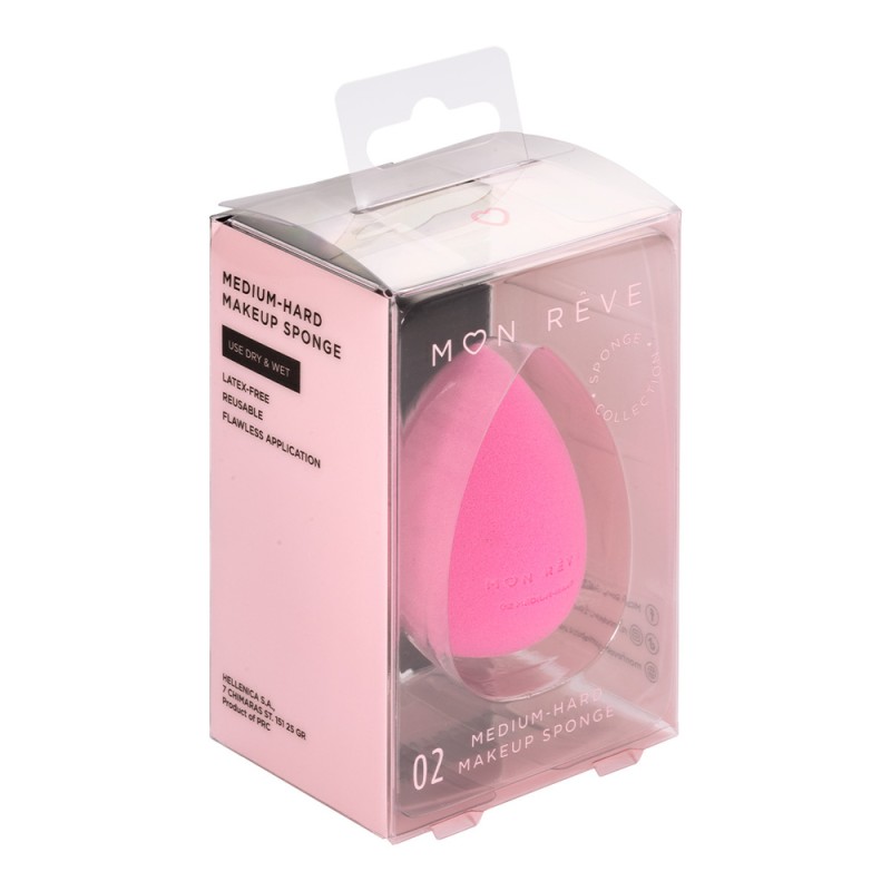Mon Reve Makeup Sponge - Σταθερό Σφουγγαράκι Μακιγιάζ για Υψηλή Κάλυψη – #02 Medium Hard