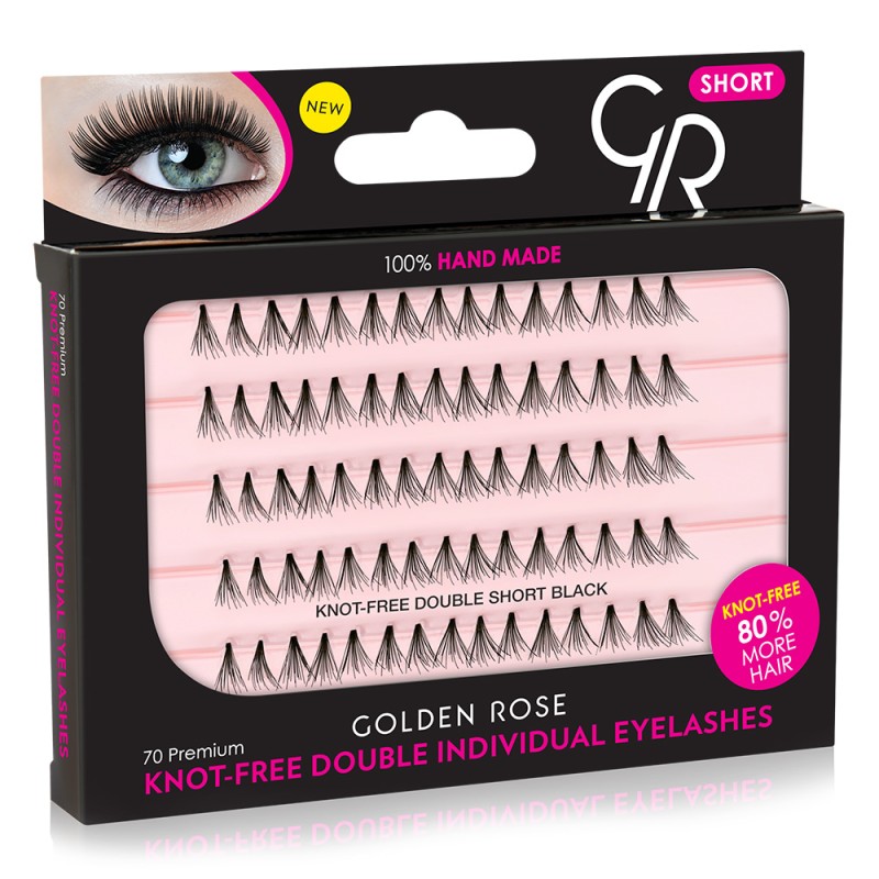 Golden Rose Knot Free Double Individual Eyelashes - Short
