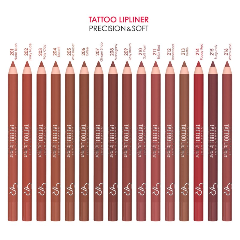 Golden Rose Tattoo Lipliner Precision & Soft - Ανεξίτηλο Μολύβι Χειλιών – #207 GINGER SNAP