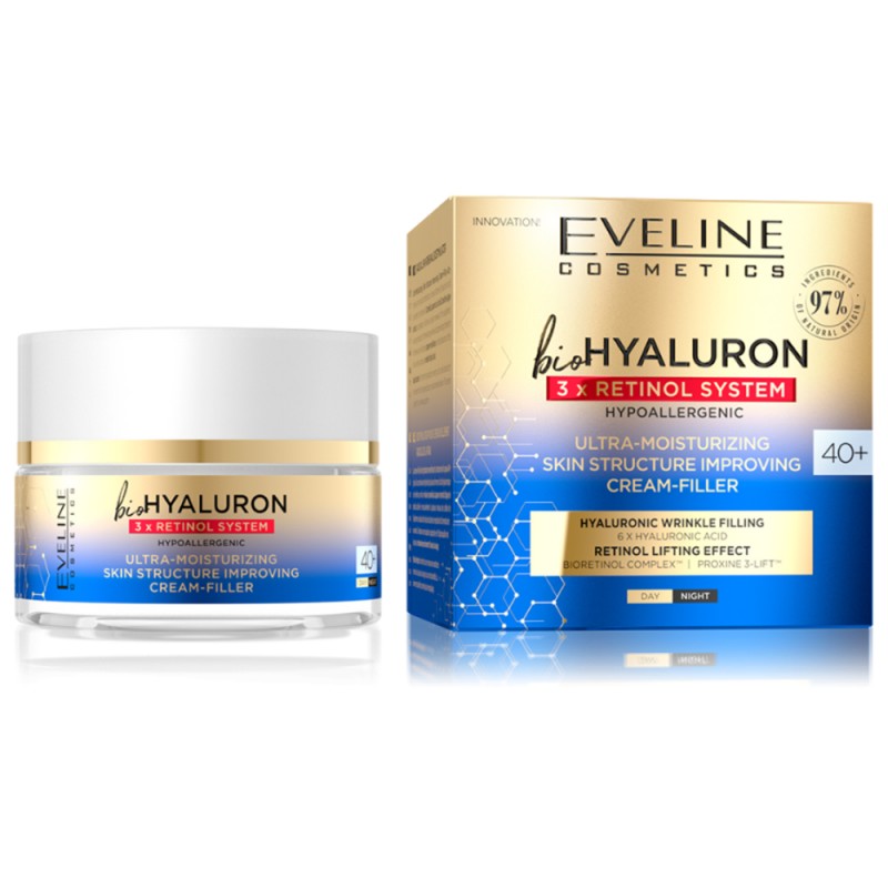 Eveline BioHyaluron 3xRetinol System 40+ Face Cream 50ml - Ενυδάτωση & Βελτίωση Δομής
