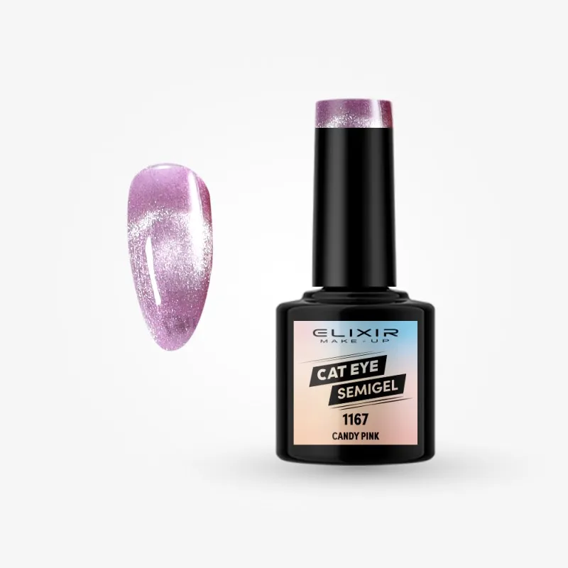 Elixir Semi Gel Ημιμόνιμο Βερνίκι CAT EYE 5D 8ml – #1167 (CANDY PINK)