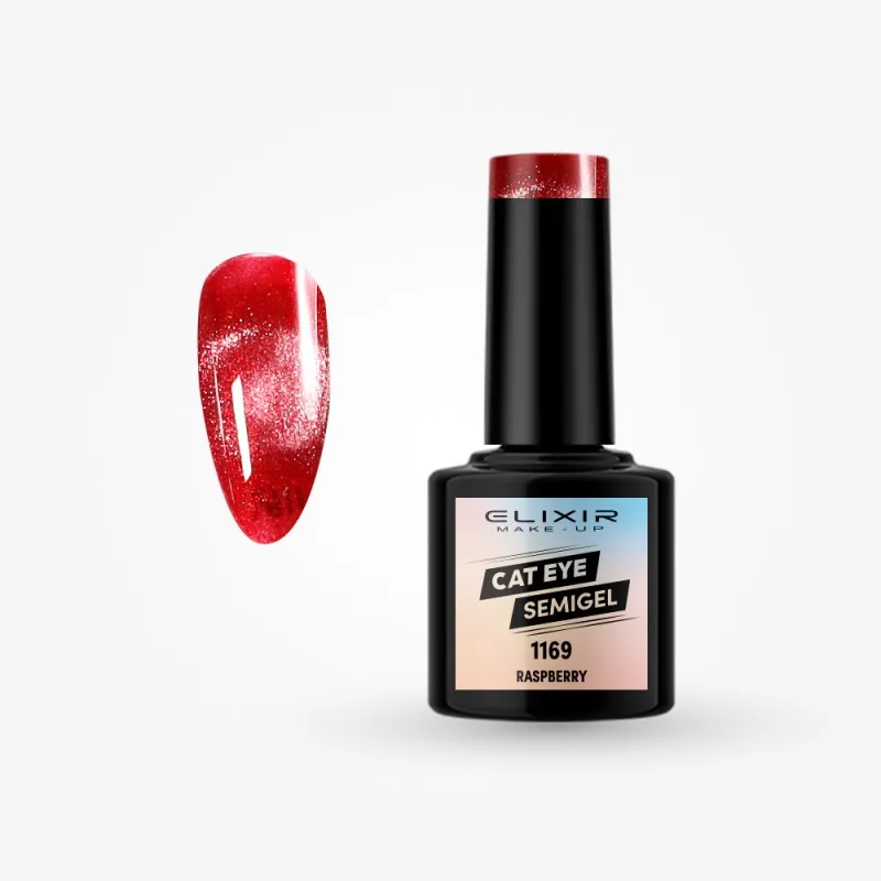 Elixir Semi Gel Ημιμόνιμο Βερνίκι CAT EYE 5D 8ml – #1169 (RASPBERRY)