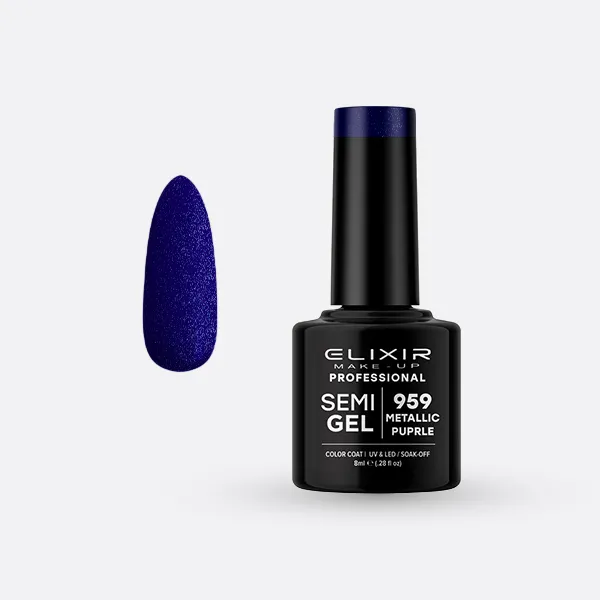 Elixir Semi Gel Ημιμόνιμο Βερνίκι 8ml – #959 (METALLIC PURPLE)