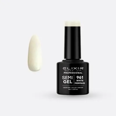 Elixir Semi Gel Ημιμόνιμο Βερνίκι 8ml – #961 (WHITE MERMAID)
