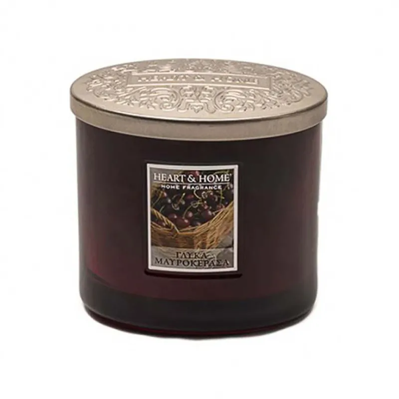 Heart and Home Άρωματικό Κερί με Διπλό Φυτίλι 40h 230gr #Γλυκά Μαυροκέρασα