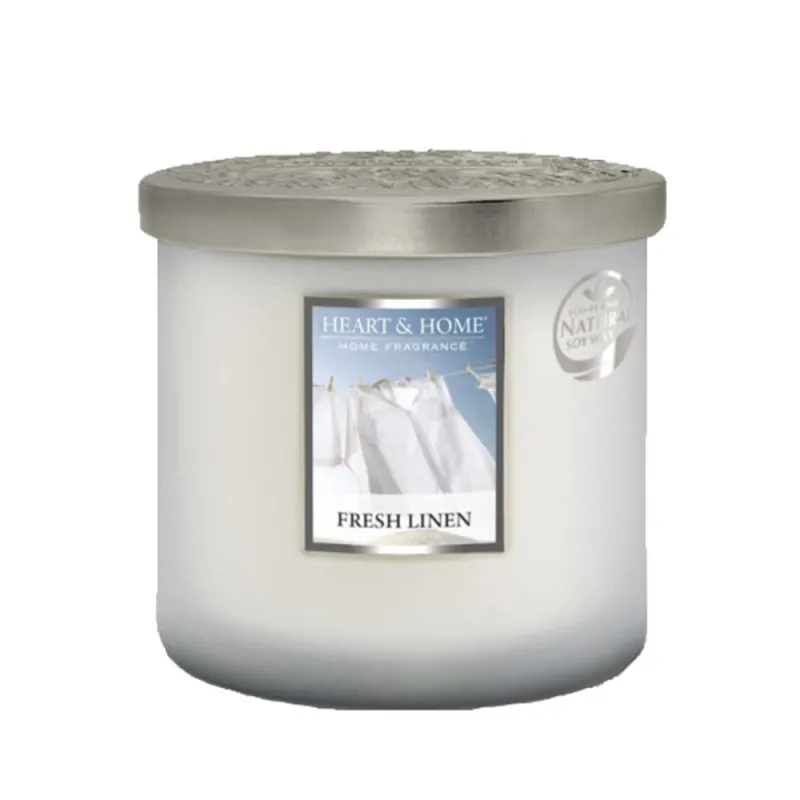 Heart and Home Άρωματικό Κερί με Διπλό Φυτίλι 40h 230gr #Δροσερό Λινό
