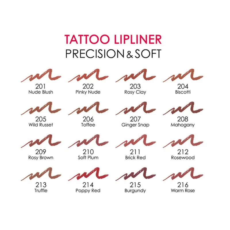 Golden Rose Tattoo Lipliner Precision & Soft - Ανεξίτηλο Μολύβι Χειλιών – #201 NUDE BRUSH