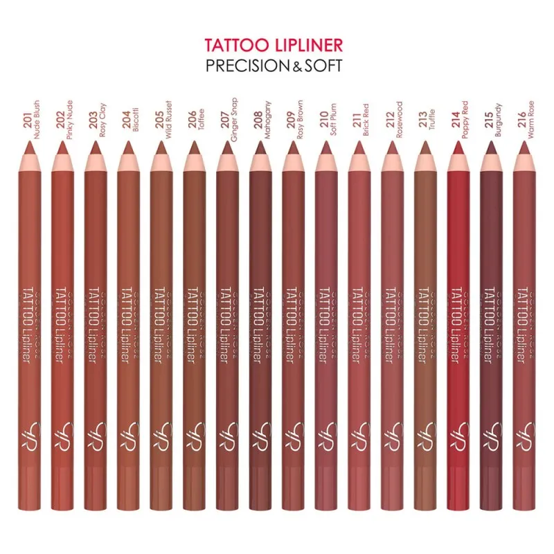 Golden Rose Tattoo Lipliner Precision & Soft - Ανεξίτηλο Μολύβι Χειλιών – #201 NUDE BRUSH