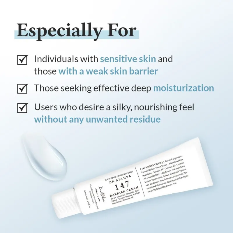 Dr.Althea 147 Barrier Cream 50ml – Κρέμα Προσώπου για Ενίσχυση του Επιδερμιδικού Φραγμού, Βαθιά Ενυδάτωση & Θρέψη