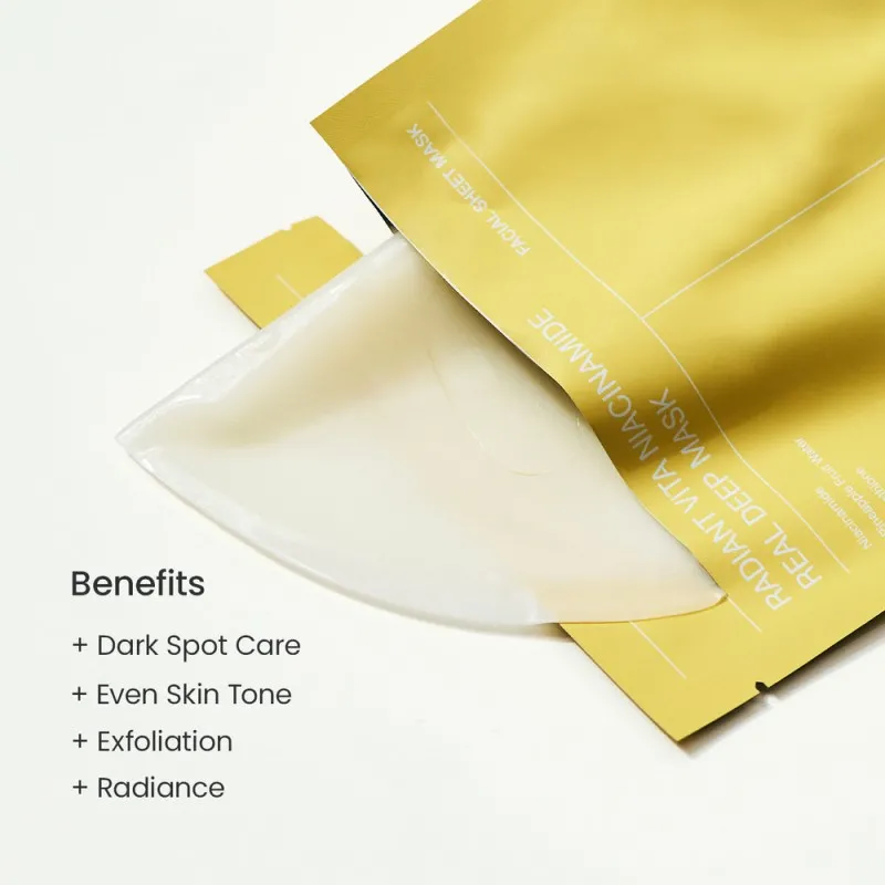 Biodance Radiant Vita Niacinamide Real Deep Mask 1τμχ – Μάσκα Προσώπου Υδρογέλης για Λάμψη, Σκούρες Κηλίδες & Ενυδάτωση