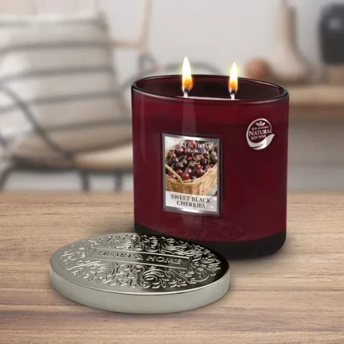 Heart and Home Άρωματικό Κερί με Διπλό Φυτίλι 40h 230gr #Γλυκά Μαυροκέρασα